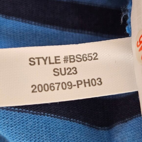 J.Crew Cropped Fit Blue & Navy Striped Cotton Top Size Large Preppy - Picture 7 of 9